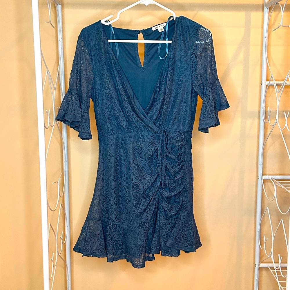 Blue Lace Dress, Size Small, 3/4 sleeves.